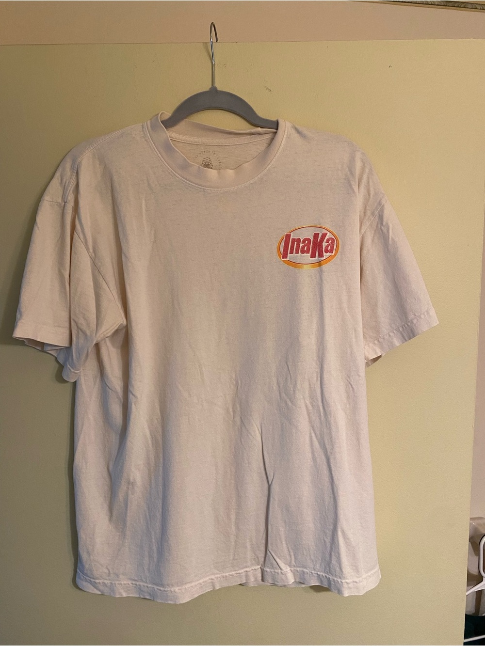 Inaka Power White Short-Sleeve Tee with Orange and Red Logo